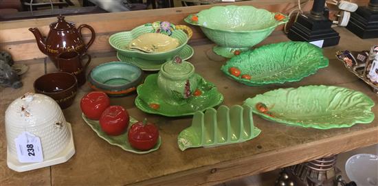 Carltonware green leaf ceramics etc